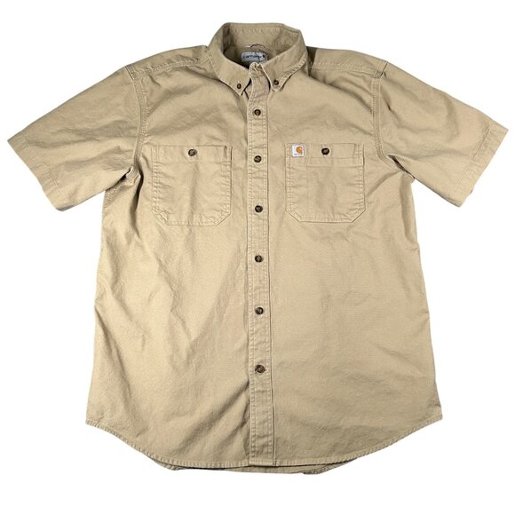 Carhartt Mens L Rugged Flex Short Sleeve Button Down Work Shirt 103555 253 - Picture 1 of 10